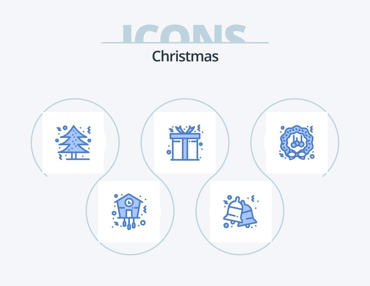 jul blå ikon packa 5 ikon design. dekoration. gåva. klingande. jul. träd vektor