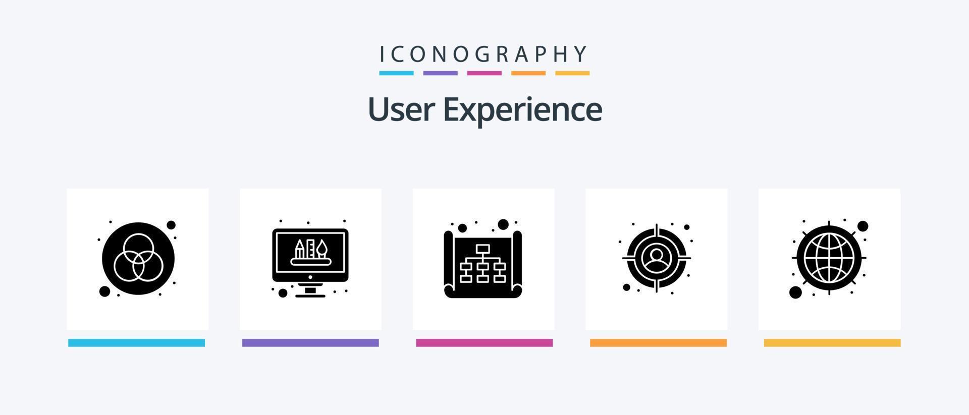 User Experience Glyph 5 Icon Pack inklusive Web. Internet. Karte. Ziel. Publikum. kreatives Symboldesign vektor