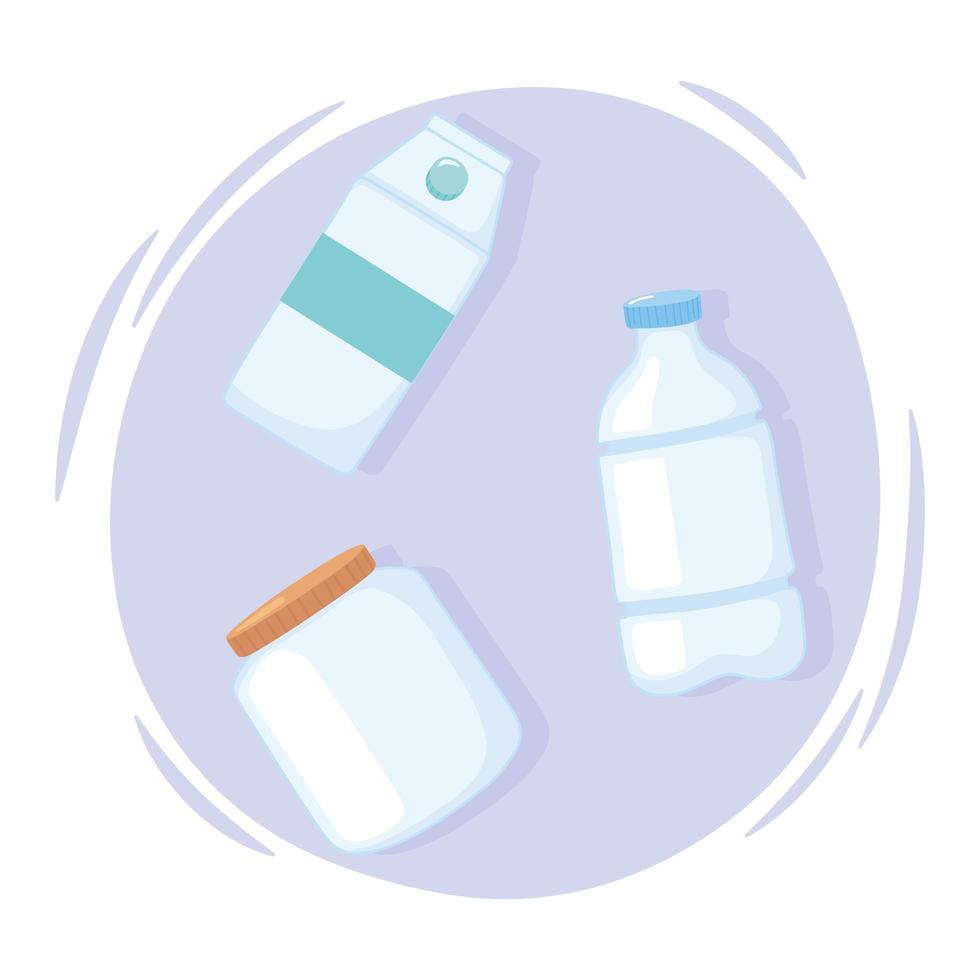 plast- eller glaskoppar flaskor mockups, plastflaska och andra behållare vektor