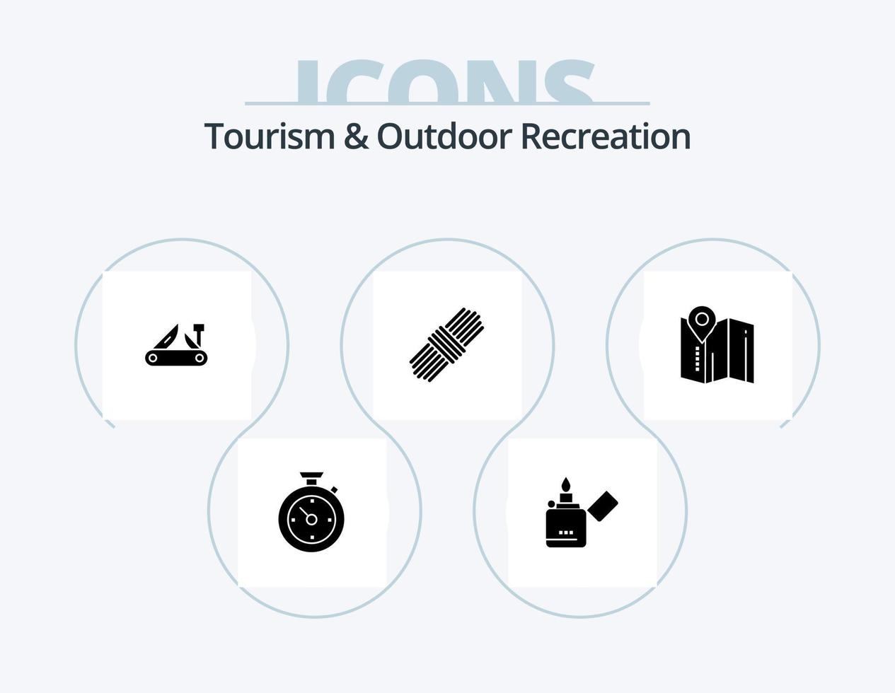 Tourismus und Erholung im Freien Glyphen-Icon-Pack 5 Icon-Design. Karte . einstellen. Heer. Pack. schweizerisch vektor