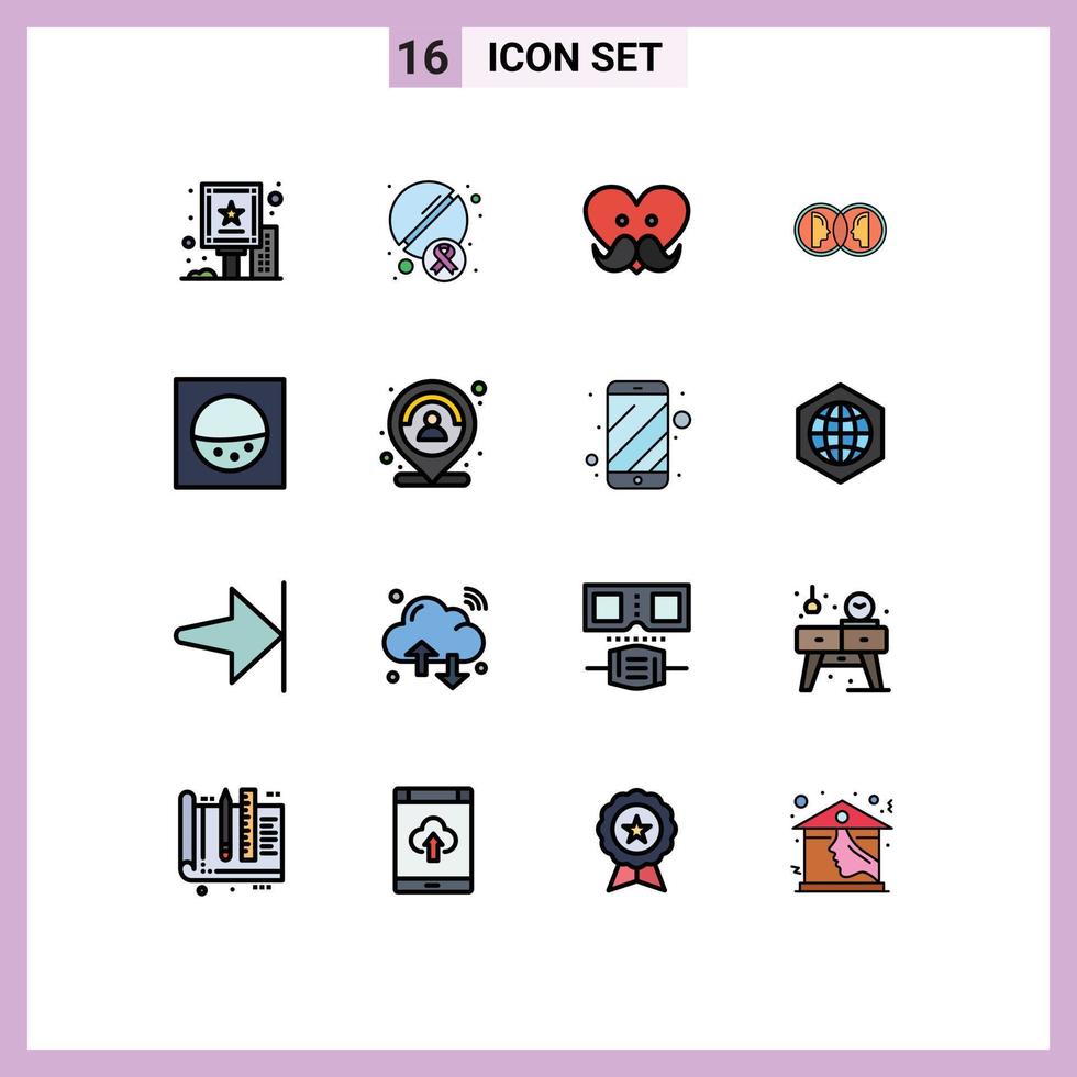 uppsättning av 16 modern ui ikoner symboler tecken för maskin duplicera pappa dubbel mynt redigerbar kreativ vektor design element