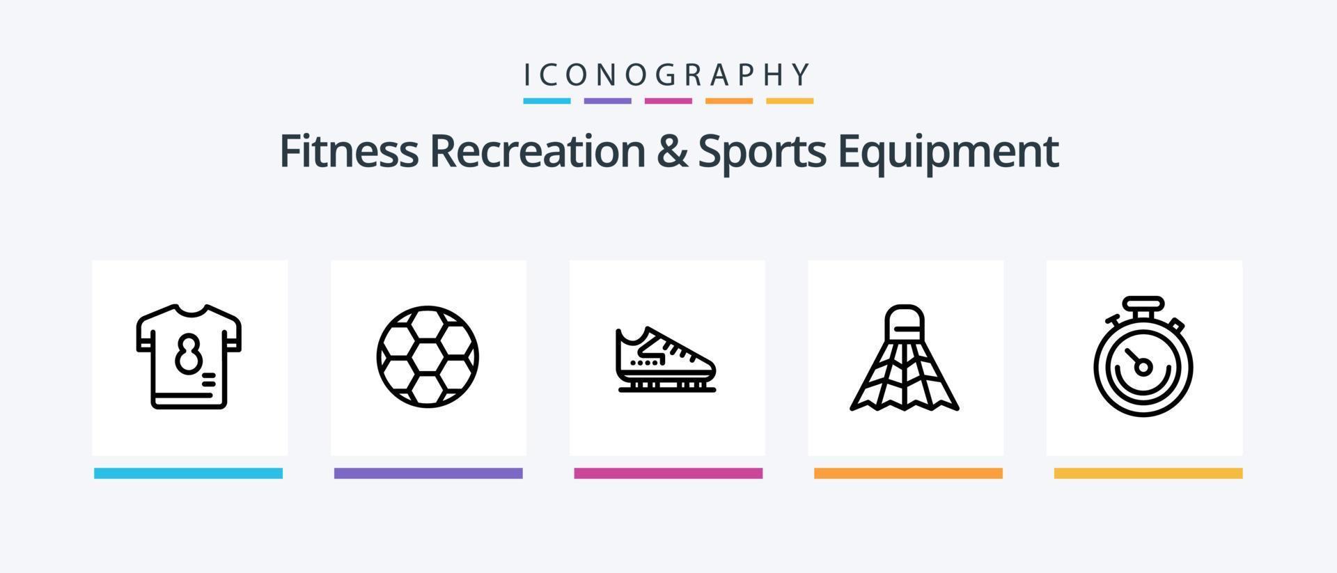 kondition rekreation och sporter Utrustning linje 5 ikon packa Inklusive pong. basketboll. stansning. korg. strejk. kreativ ikoner design vektor