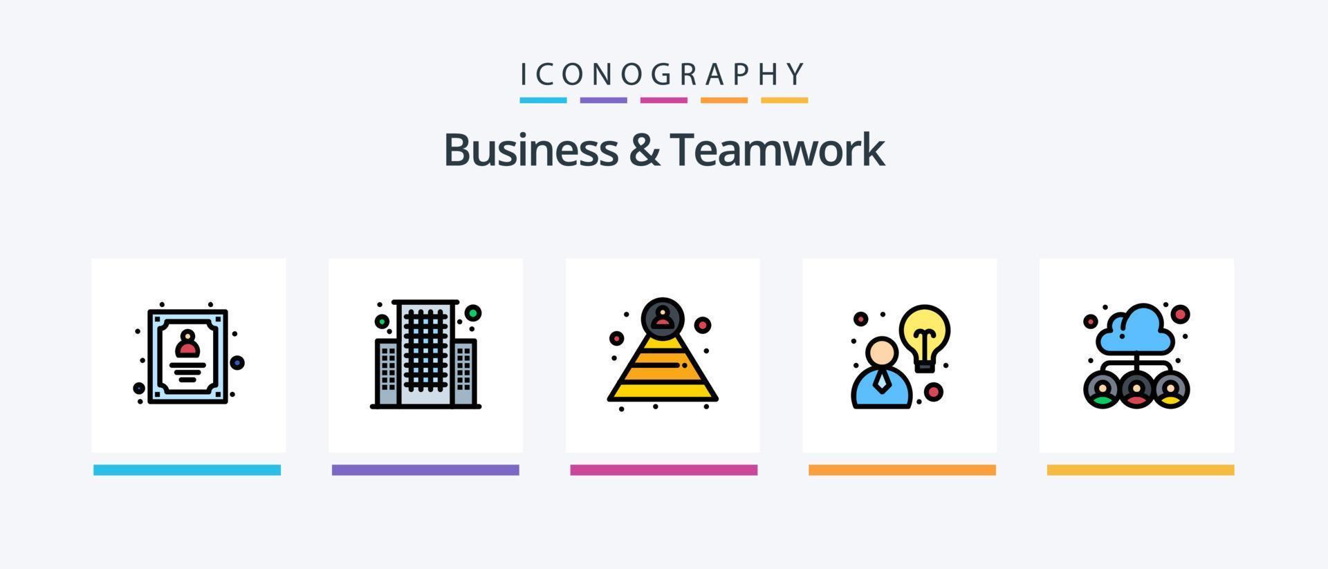 Business- und Teamwork-Linie gefüllt 5 Icon Pack inklusive Wachstum. Geschäftswachstum. Suche. Unternehmen. Portfolio. kreatives Symboldesign vektor