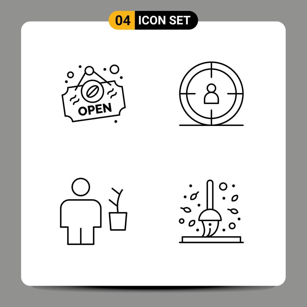 satz von 4 modernen ui-symbolen symbole zeichen für offene pflanze seo avatar herbst editierbare vektordesignelemente vektor