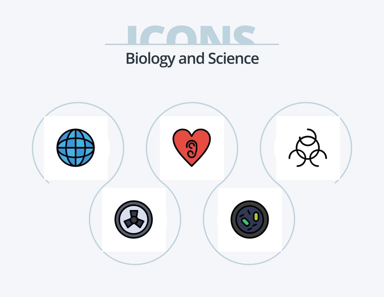 Biologie Linie gefüllt Icon Pack 5 Icon Design. Keim. Chemie. Biologie. Biologie. Probe vektor