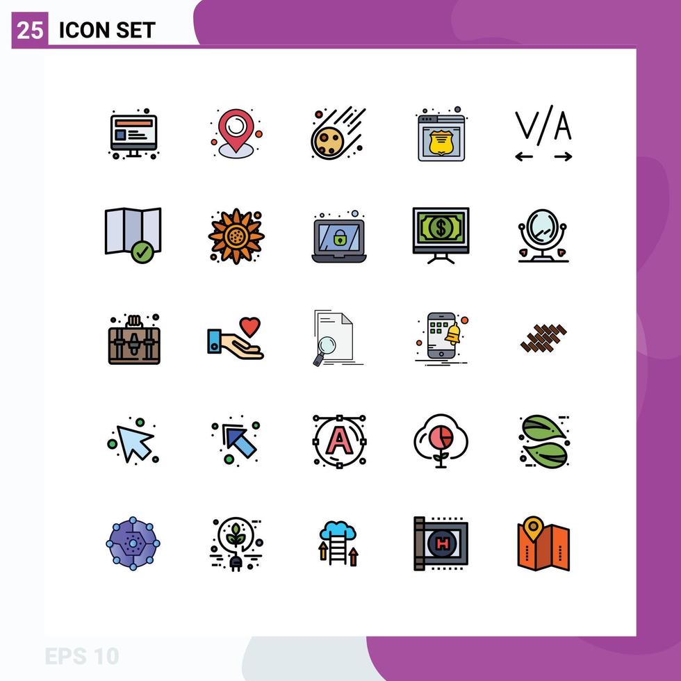 uppsättning av 25 modern ui ikoner symboler tecken för kolla upp i kerning asteroid webb säkerhet redigerbar vektor design element