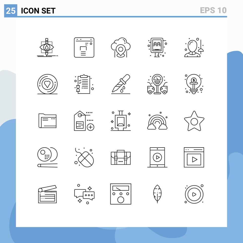 25 användare gränssnitt linje packa av modern tecken och symboler av kvinna station plats tecken gps redigerbar vektor design element