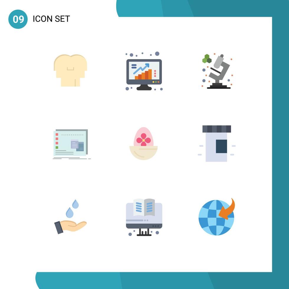 Stock Vector Icon Pack mit 9 Zeilen Zeichen und Symbolen für gekochte OS-Daten Betriebsfenster editierbare Vektordesign-Elemente