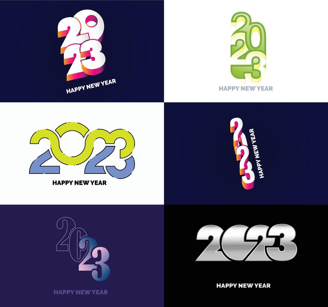 stor uppsättning av 2023 Lycklig ny år logotyp text design 2023 siffra design mall vektor