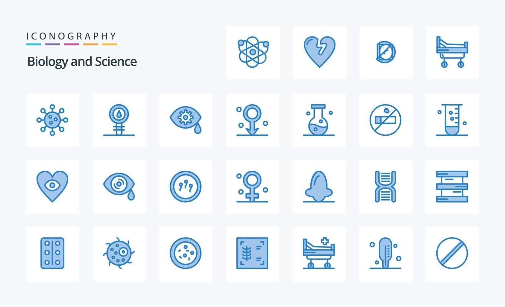 25 biologi blå ikon packa vektor