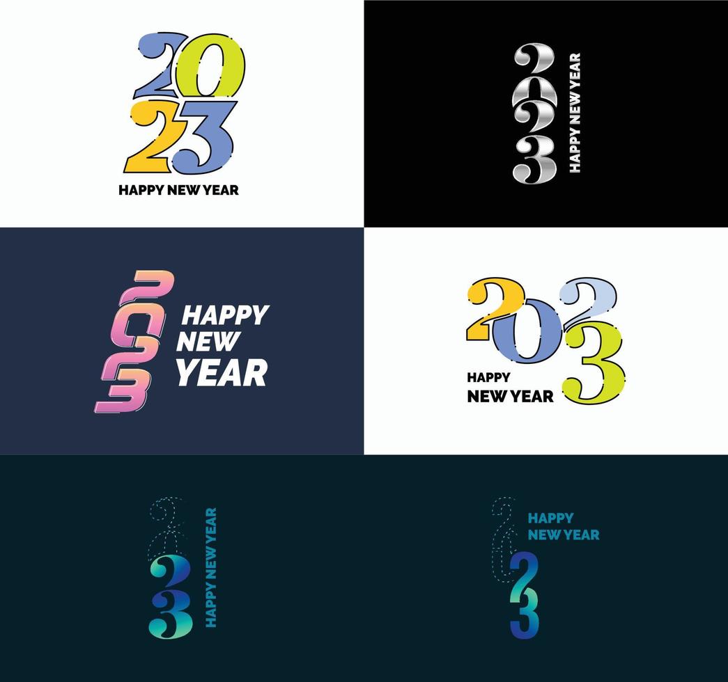 große reihe von 2023 frohes neues jahr logo text design 2023 zahlenentwurfsvorlage vektor