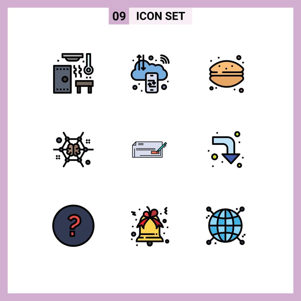 9 kreativ ikoner modern tecken och symboler av idéer hjärna internet ansluta makaroner redigerbar vektor design element