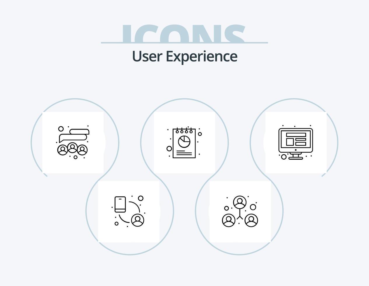 User Experience Line Icon Pack 5 Icon-Design. testen. Plaudern. Virenschutz. berühren. interaktiv vektor