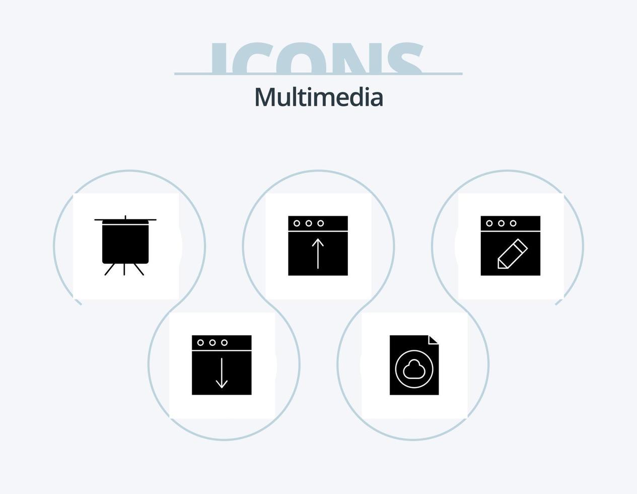 Multimedia-Glyphen-Icon-Pack 5-Icon-Design. . bearbeiten. Deck. App. Mac vektor