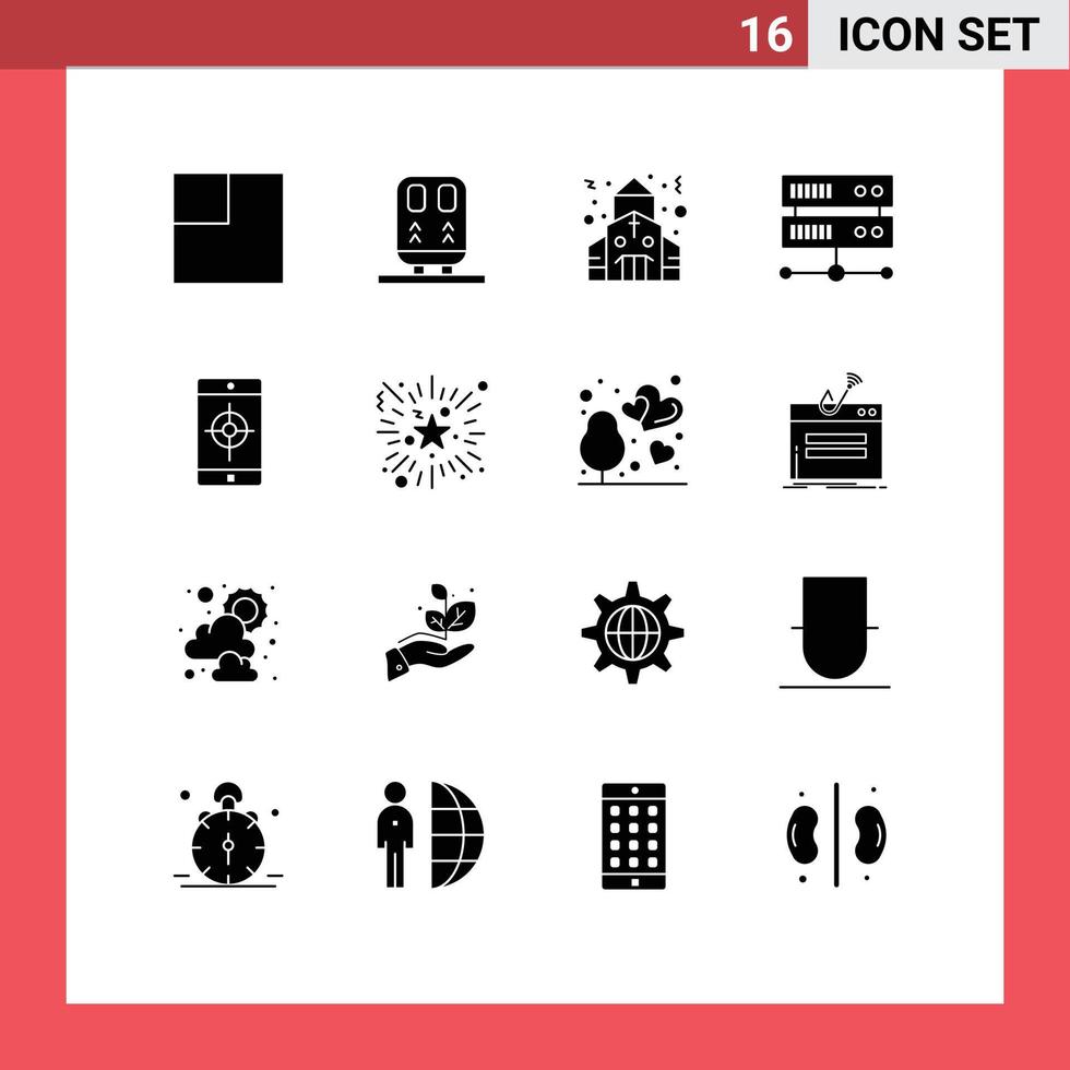 uppsättning av 16 modern ui ikoner symboler tecken för fyrverkeri mål kyrka mobil Ansökan Ansökan redigerbar vektor design element