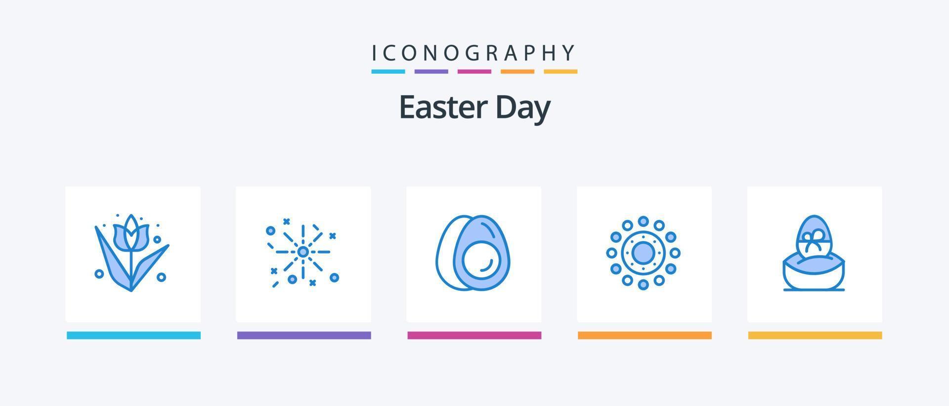 Easter Blue 5 Icon Pack inklusive Ostern. Geschenk. Eier. Ostern. Feder. kreatives Symboldesign vektor