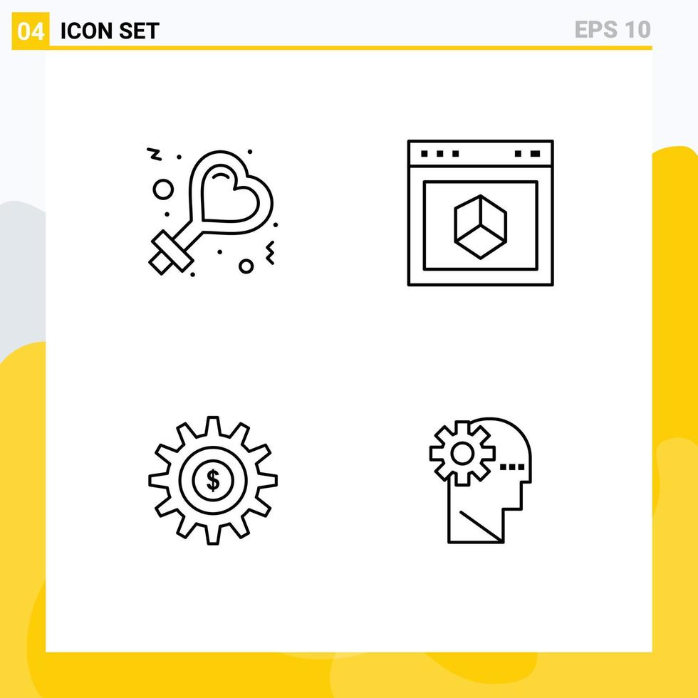 4 universelle Fillline-Flachfarben für Web- und mobile Anwendungen Set für weibliche Einstellungsanwendung Internet-Erfolg editierbare Vektordesign-Elemente vektor
