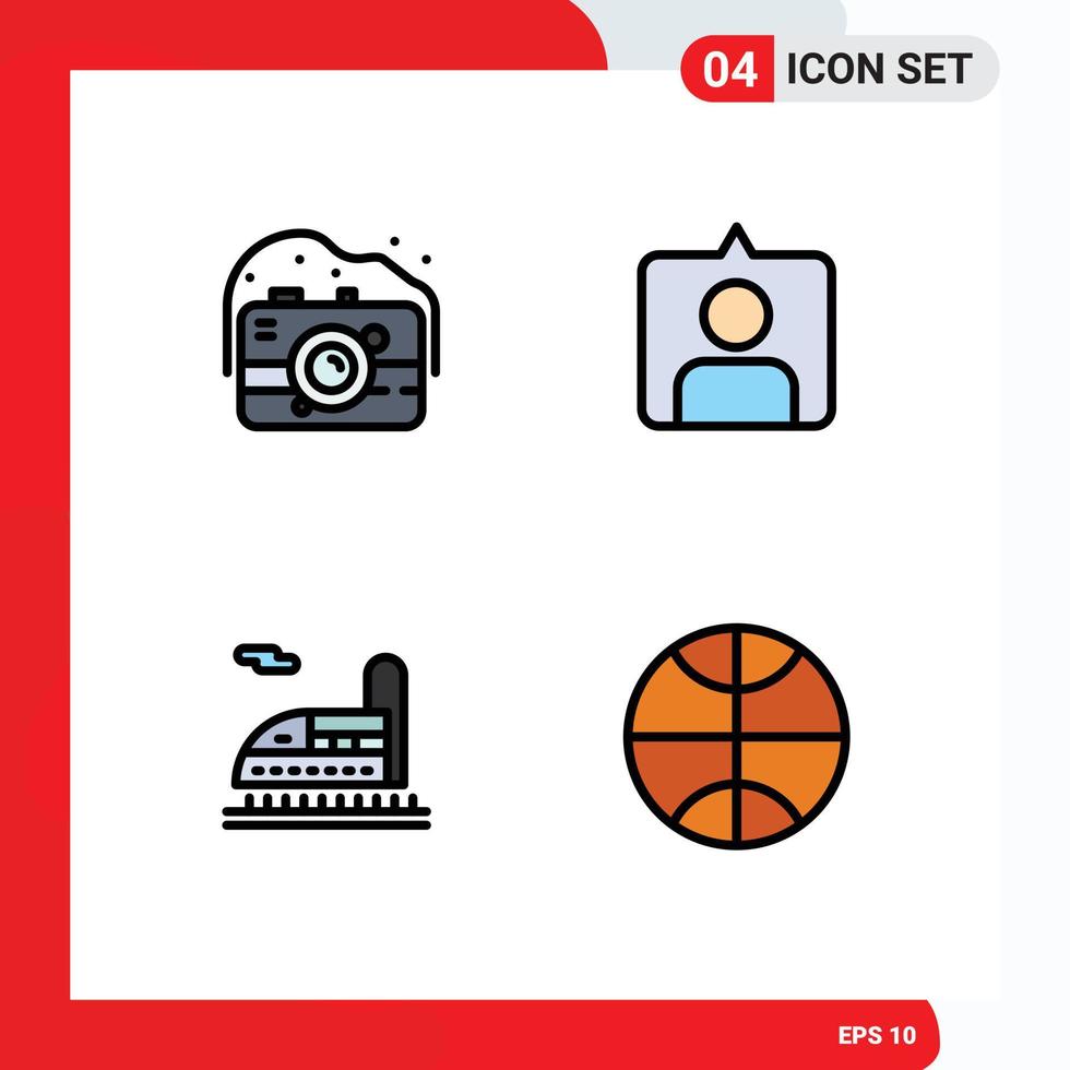 4 kreativ ikoner modern tecken och symboler av kamera tunnel fotografi uppsättningar sport redigerbar vektor design element