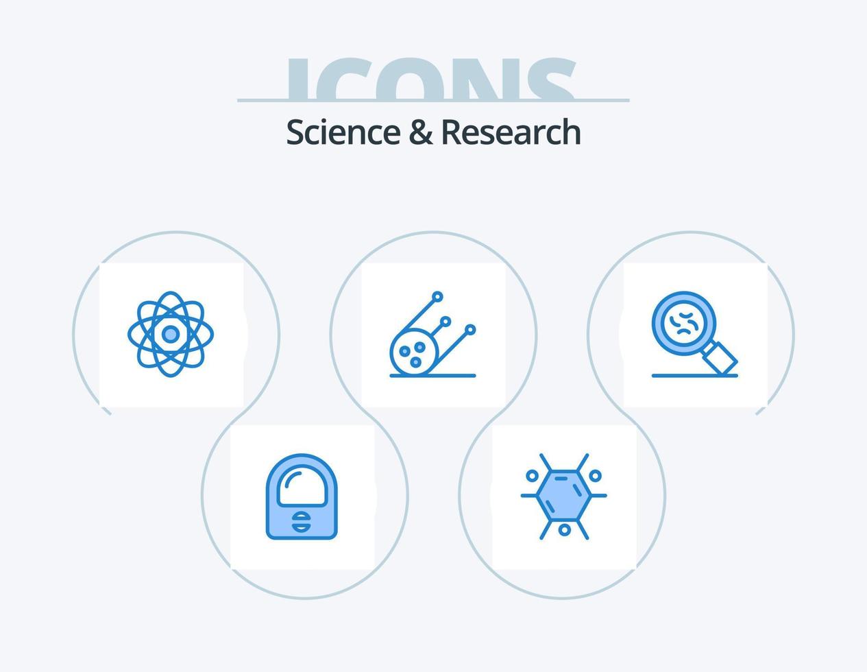Wissenschaft blau Icon Pack 5 Icon Design. . . Wissenschaft. Virus. Bakterien vektor
