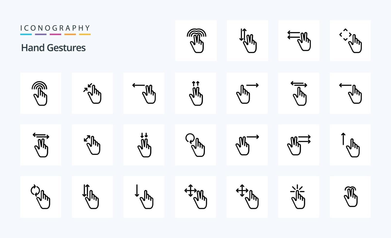 25 hand gester linje ikon packa vektor