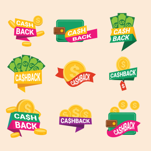 Cash-Back-Etiketten vektor