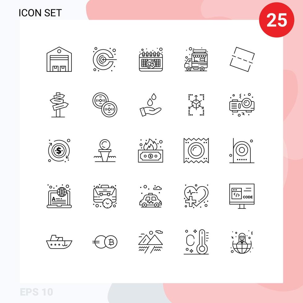 25 tematiska vektor rader och redigerbar symboler av Foto mat bås befordran lastbil bil redigerbar vektor design element