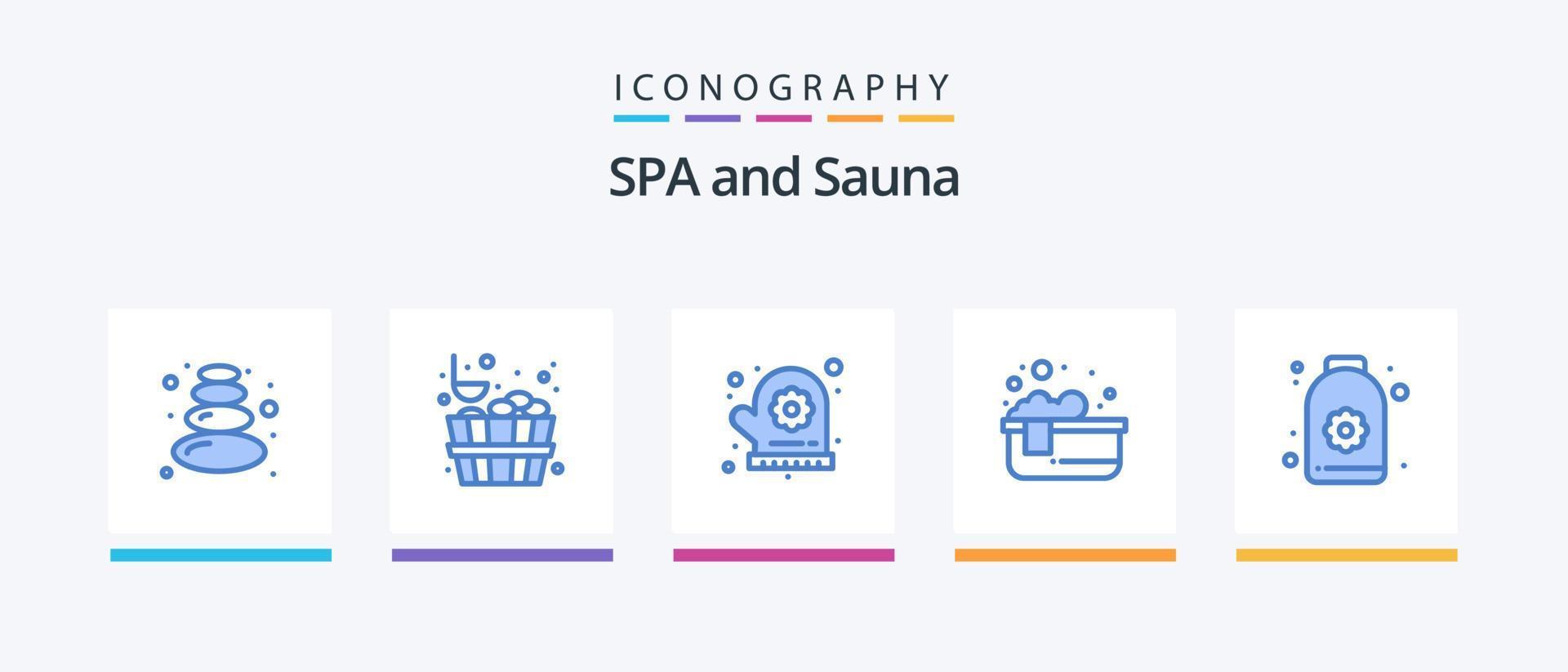 bastu blå 5 ikon packa Inklusive . lotus. bastu. bastu. avkopplande bad. kreativ ikoner design vektor