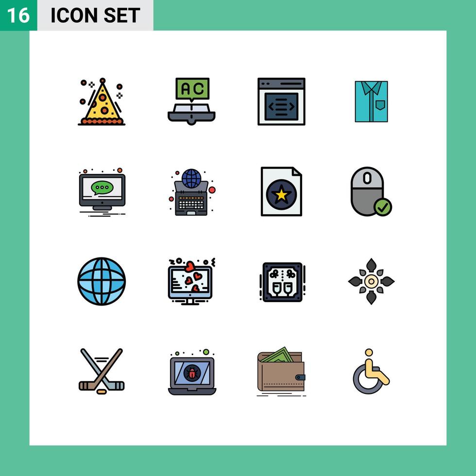uppsättning av 16 modern ui ikoner symboler tecken för mode Kläder studie trasa användare redigerbar kreativ vektor design element