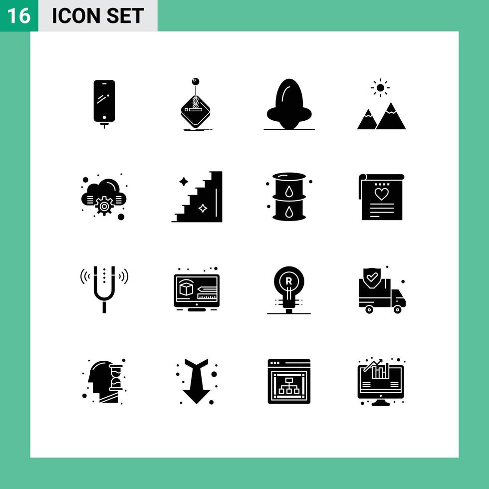 editierbares Vektorlinienpaket mit 16 einfachen soliden Glyphen der Natur Extreme Joystick-Nasengesicht editierbare Vektordesign-Elemente vektor