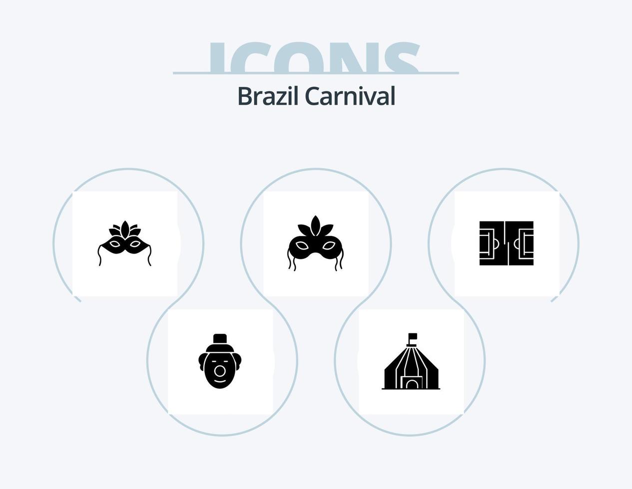 Brasilien karneval glyf ikon packa 5 ikon design. mardigras. kostym. tält. mask. karneval vektor