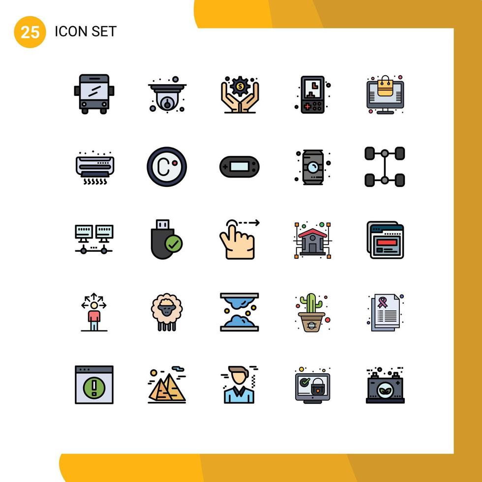 25 kreative Symbole, moderne Zeichen und Symbole der Einkaufsbestellung, genehmigte Geschäftsführungsspiele, editierbare Vektordesignelemente vektor