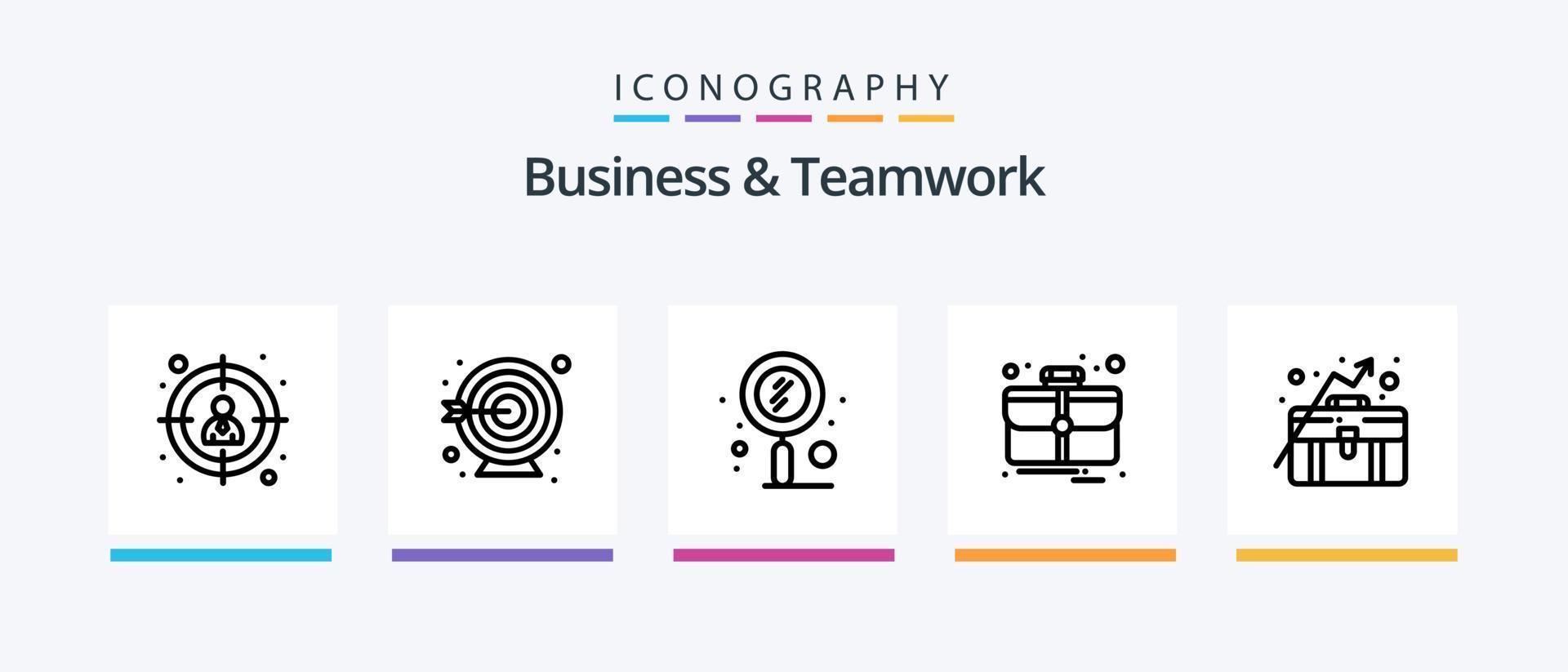 företag och lagarbete linje 5 ikon packa Inklusive användare. människor. pyramid. grupp. strategi. kreativ ikoner design vektor