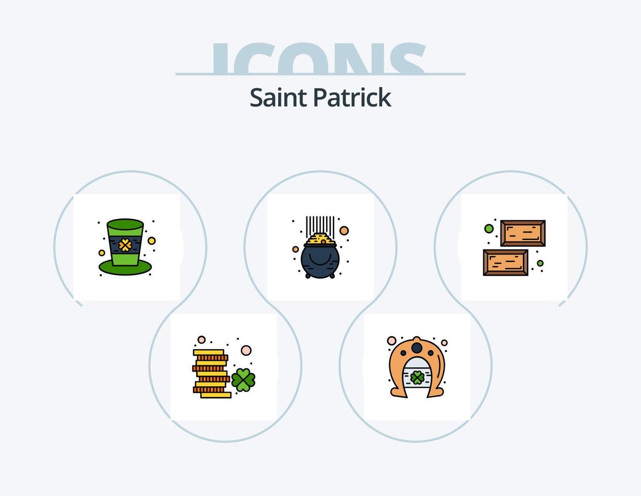 Saint Patrick Line gefüllt Icon Pack 5 Icon Design. Gold. Festival. kreuzen. Tag. Süssigkeit vektor