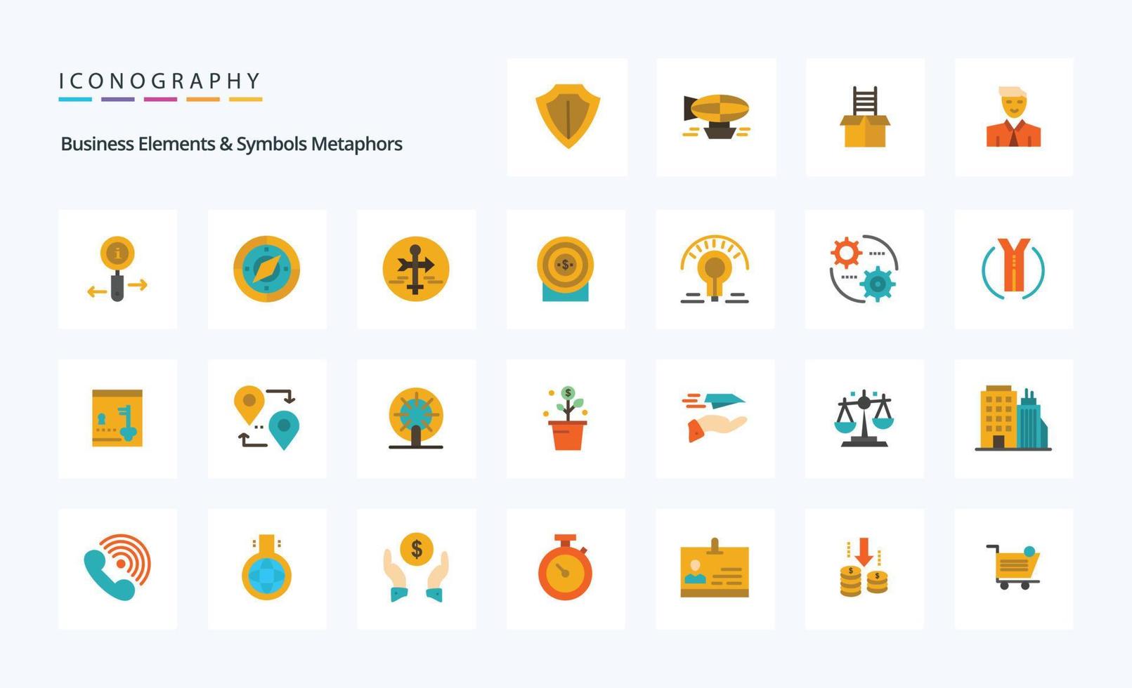 25 företag element och symboler metaforer platt Färg ikon packa vektor