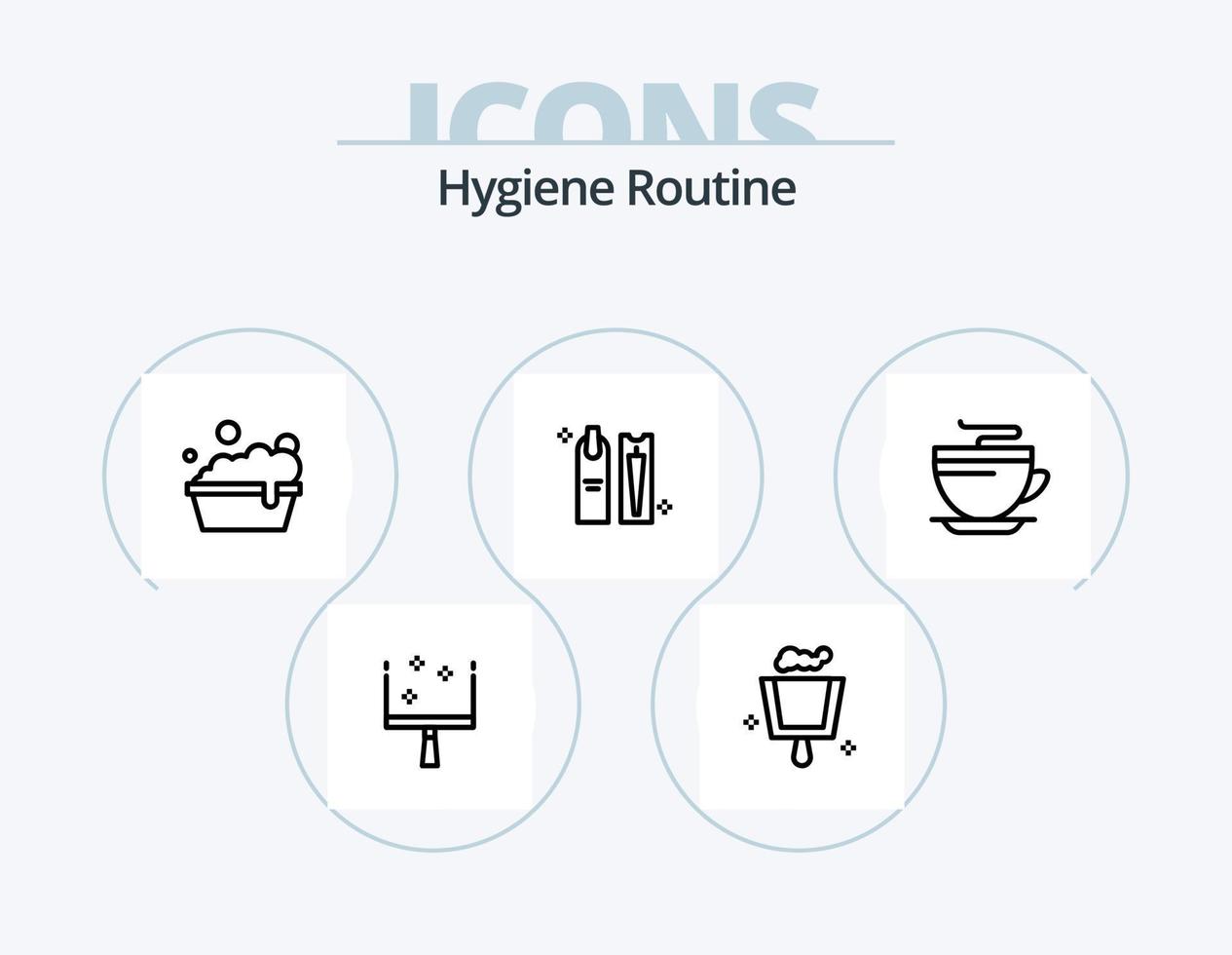 Hygiene-Routine-Line-Icon-Pack 5 Icon-Design. waschen. sauber. sprühen. Kosmetik. Bürste vektor