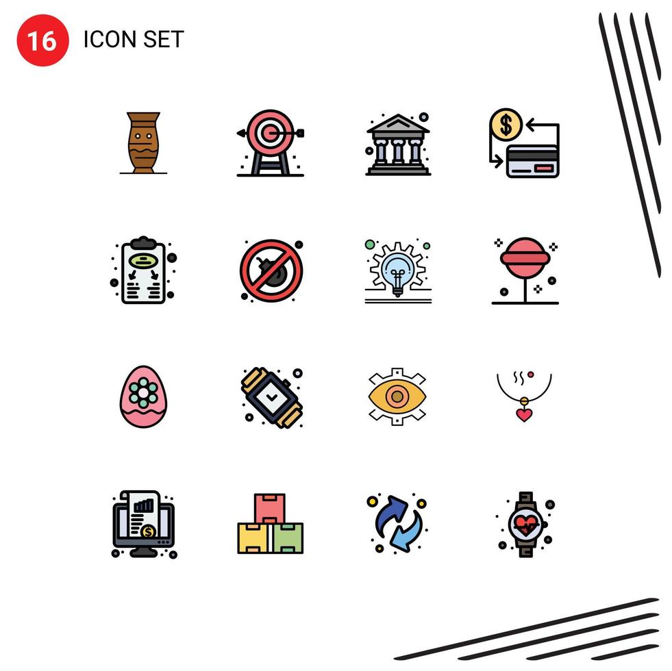 uppsättning av 16 modern ui ikoner symboler tecken för kreditera kontanter mål kort Bank redigerbar kreativ vektor design element