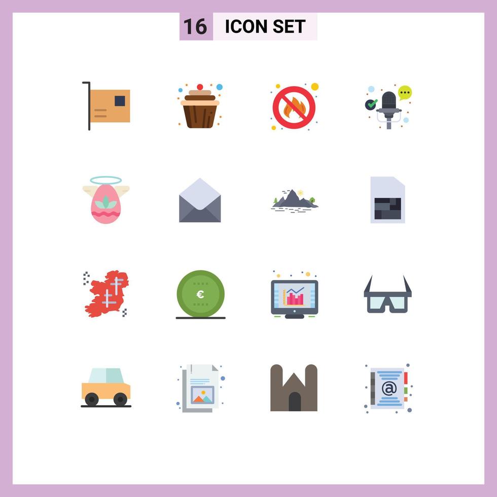 16 tematiska vektor platt färger och redigerbar symboler av firande spela in muffin multimedia plats redigerbar packa av kreativ vektor design element