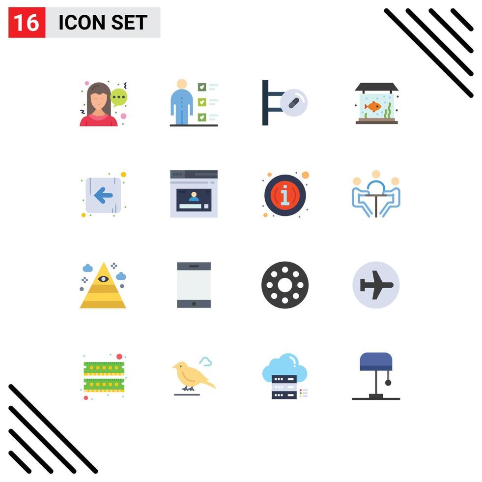 Aktienvektor-Icon-Pack mit 16 Linienzeichen und Symbolen für Richtungstank medizinischer Fisch nach Hause editierbares Paket kreativer Vektordesign-Elemente vektor