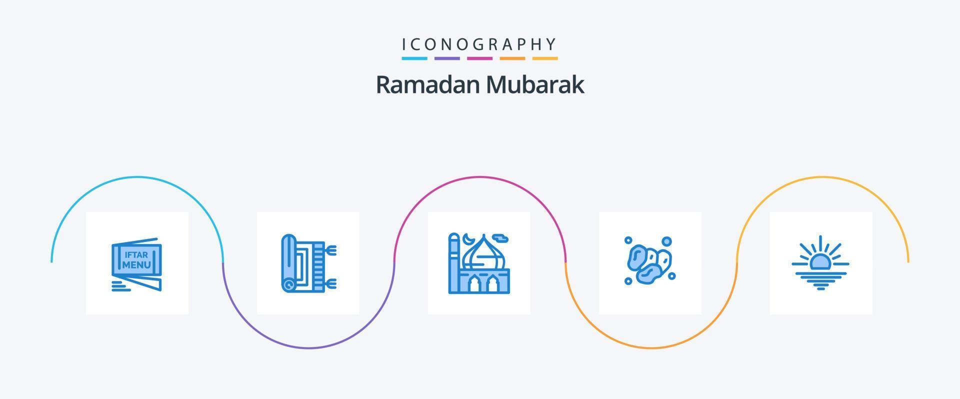 ramadan blå 5 ikon packa Inklusive islam. datum. be. be. islam vektor