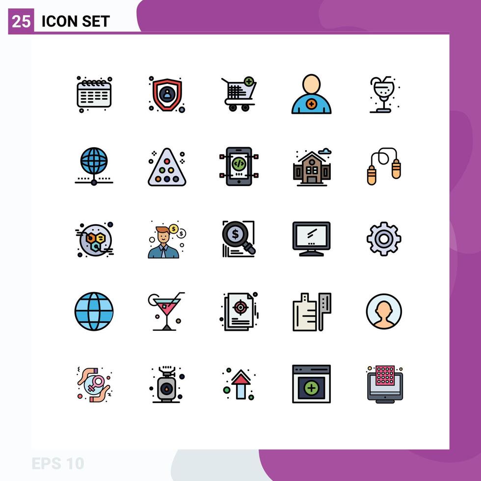 Stock Vector Icon Pack mit 25 Zeilenzeichen und Symbolen für Eisgetränke-E-Commerce-Getränke neue editierbare Vektordesign-Elemente