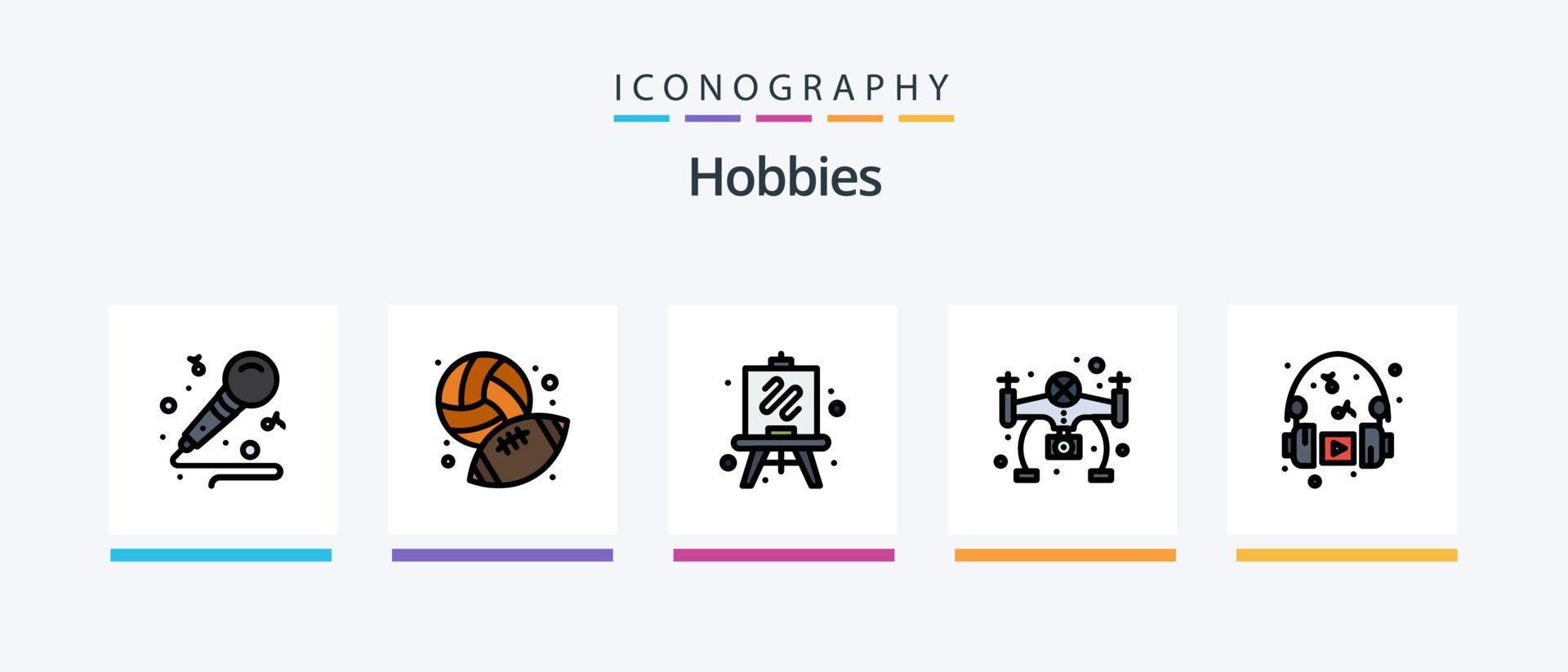 Hobbys Linie gefüllt 5 Icon Pack einschließlich . Mode. Hobbys. Stickerei. Hobby. kreatives Symboldesign vektor