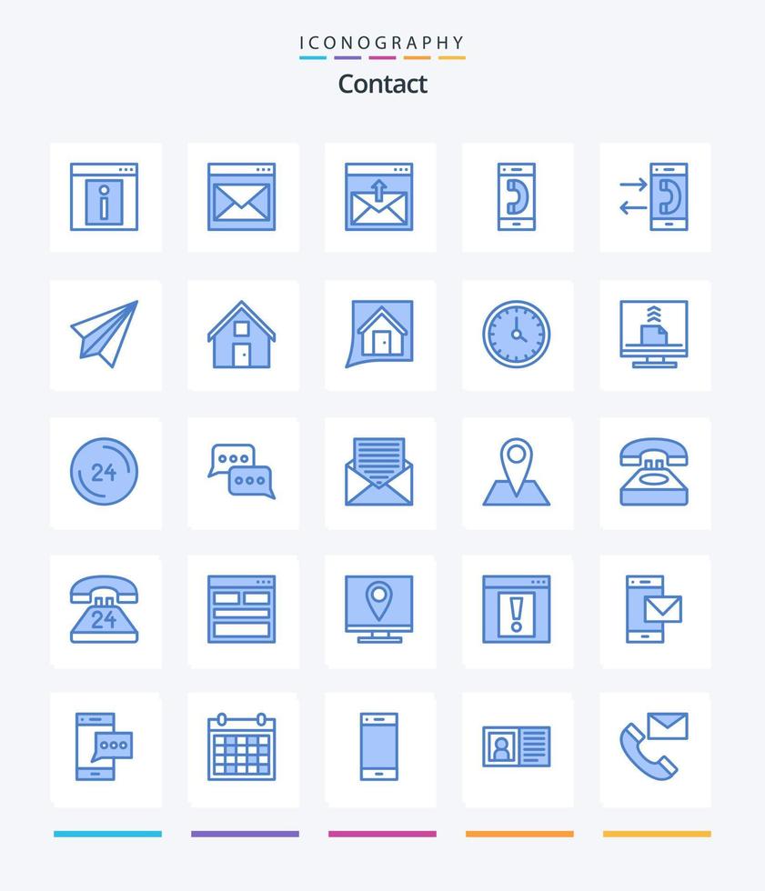 Creative Contact 25 Blue Icon Pack wie Kontakt mit uns. Kommunikation. Email. abgehend. Kontakt vektor