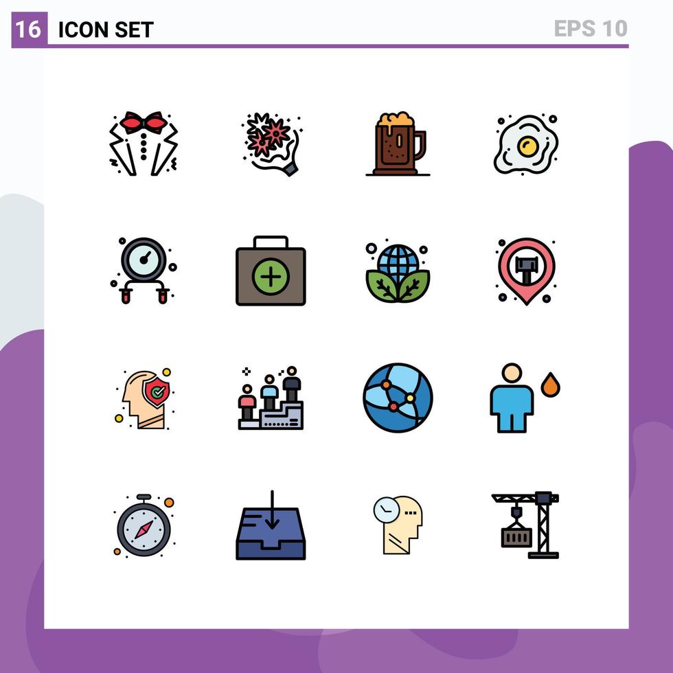 satz von 16 modernen ui symbolen symbole zeichen für lebensmittel diät liebesglas feiern bearbeitbare kreative vektordesignelemente vektor