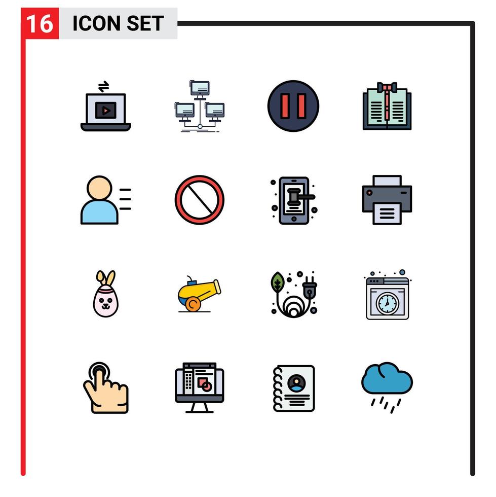 piktogram uppsättning av 16 enkel platt Färg fylld rader av person uppgifter dator lag upphovsrätt redigerbar kreativ vektor design element