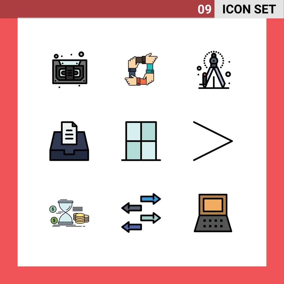 användare gränssnitt packa av 9 grundläggande fylld linje platt färger av Hem brevlåda partnerskap post bearbeta redigerbar vektor design element