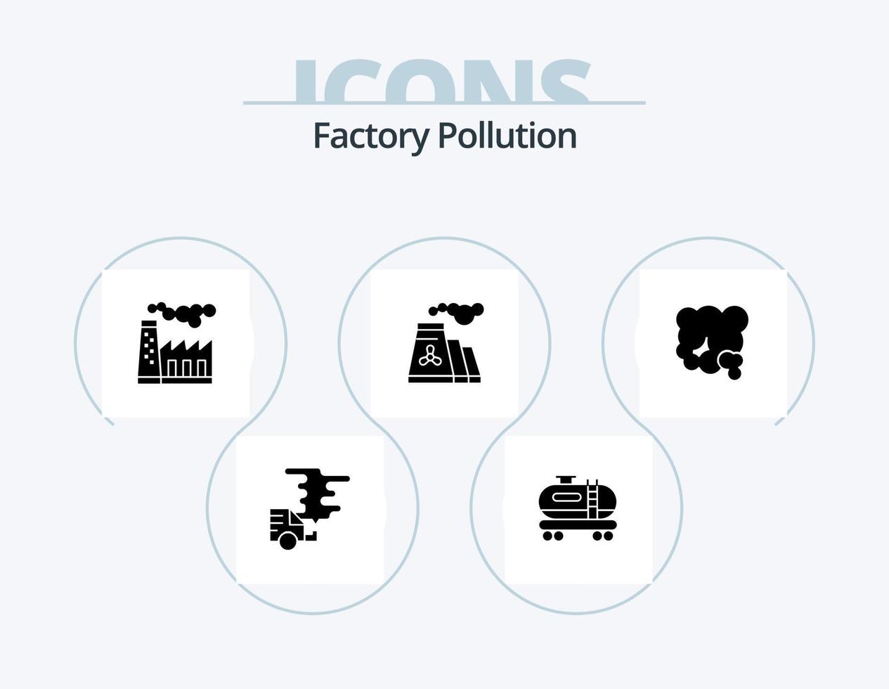 Fabrikverschmutzung Glyphe Icon Pack 5 Icon Design. . PM-Verschmutzung. Fabrik. Umgebung. Luft vektor
