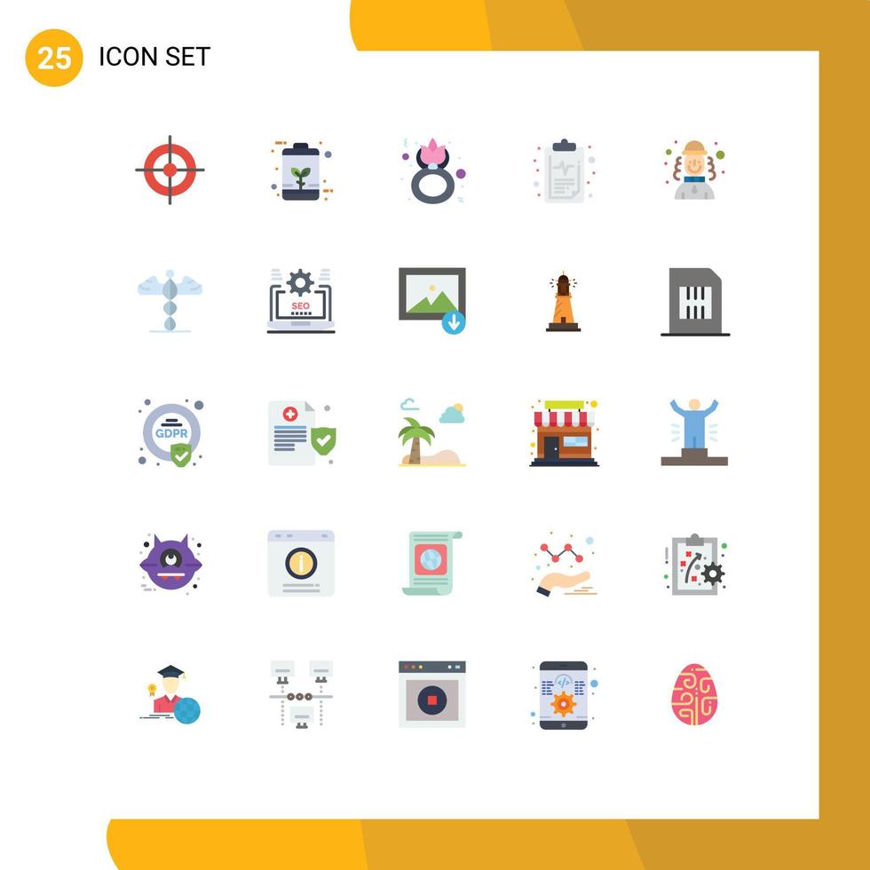 25 universell platt färger uppsättning för webb och mobil tillämpningar resultat hälsa kraft vård kvinnor redigerbar vektor design element