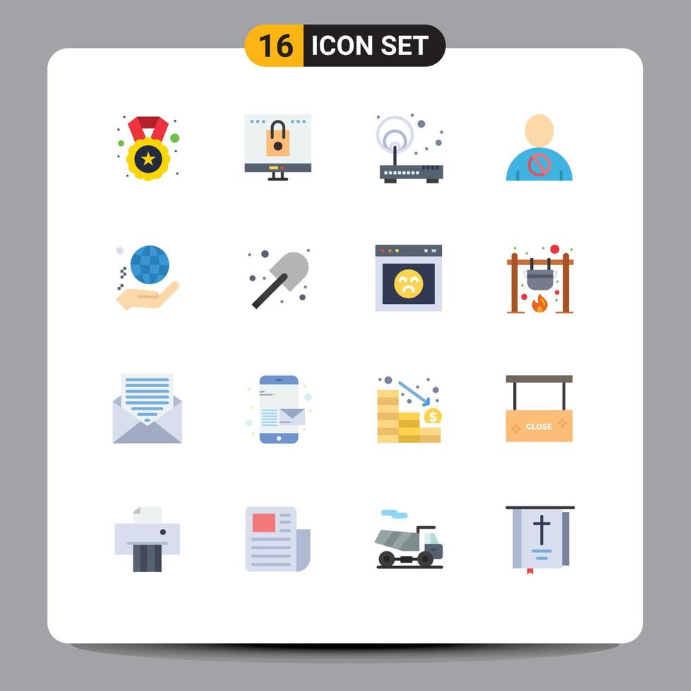 Aktienvektor-Icon-Pack mit 16 Zeilenzeichen und Symbolen für verweigerte blockierte Shopping-Avatar-Punkte editierbare Packung kreativer Vektordesign-Elemente vektor