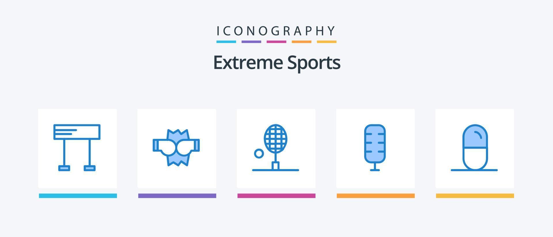 sport blå 5 ikon packa Inklusive sport. dopa. racket. sport. kommentator. kreativ ikoner design vektor