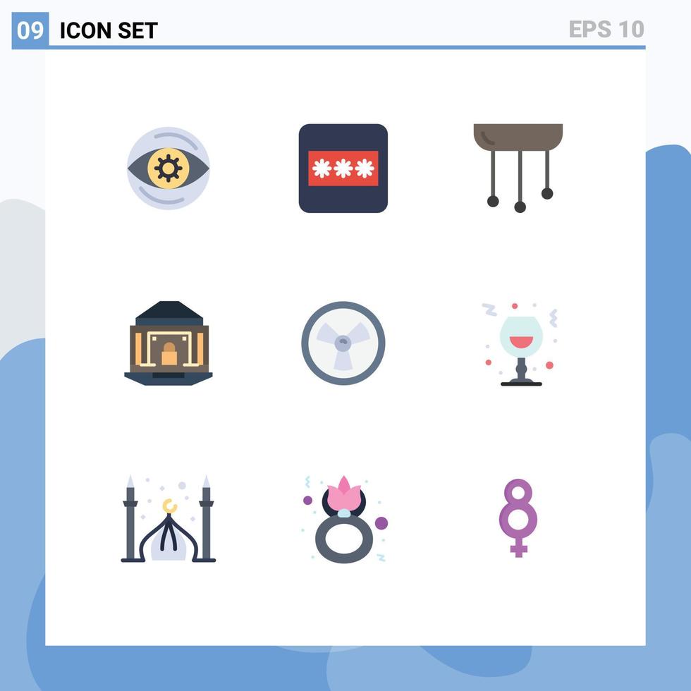 uppsättning av 9 modern ui ikoner symboler tecken för biohazard låsa dekorationer internet Bank redigerbar vektor design element